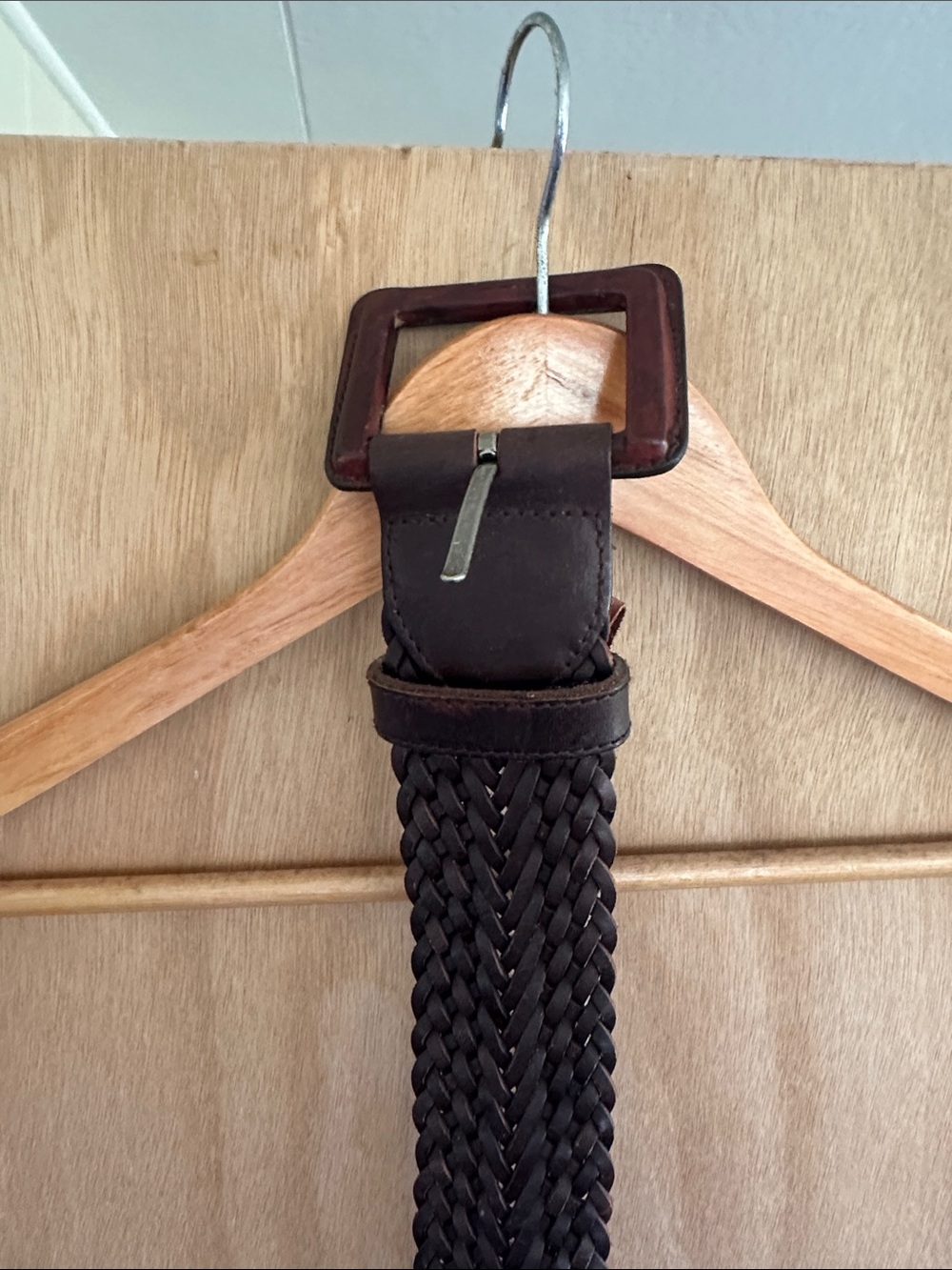 Braided Leather Women's Belt - Dark Brown